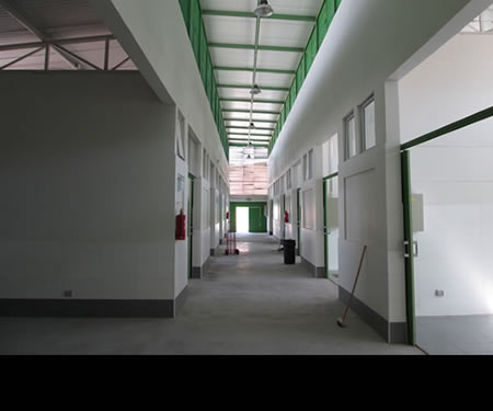 Main hallway of the new facility shortly before construction was completed.